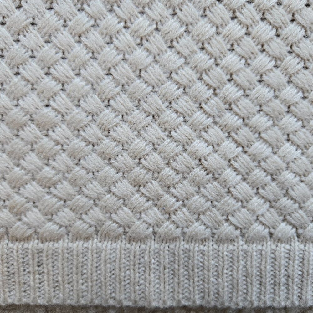 Organic Work Cashmere Basketweave Scarf Natural/Oatmeal - Picture 3 of 12